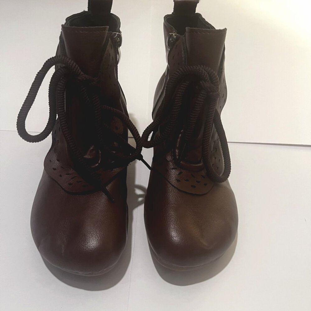 Chocolate Brown European Ankle Leather Boots
